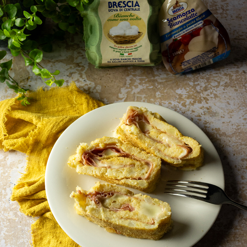 Polpettone di patate con speck e scamorza