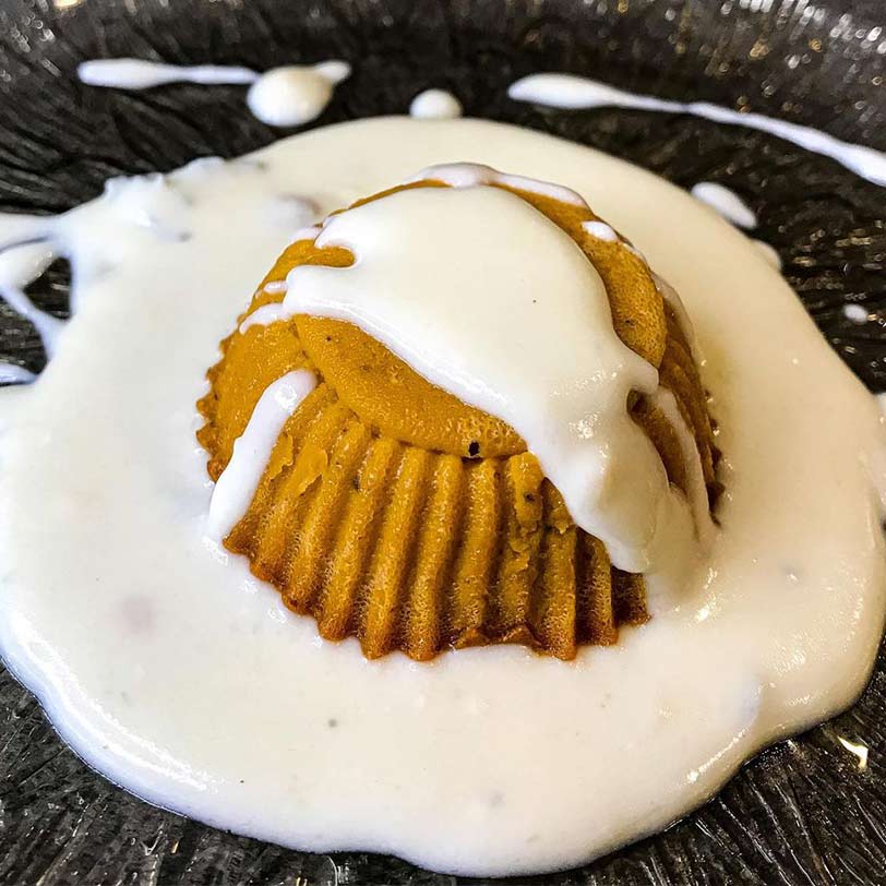 Flan di zucca con fonduta